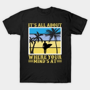 sunset sea beach surfboard sand ocean wave T-Shirt